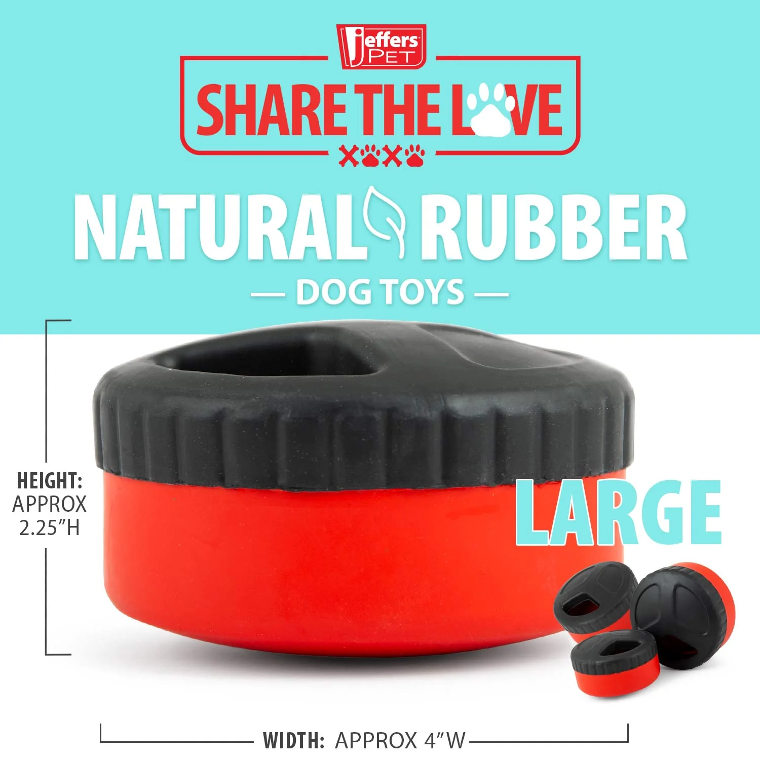 Jeffers Red Hockey Puck Natural Rubber Treat Dispensing Dental Dog Chew Toy - Image 14