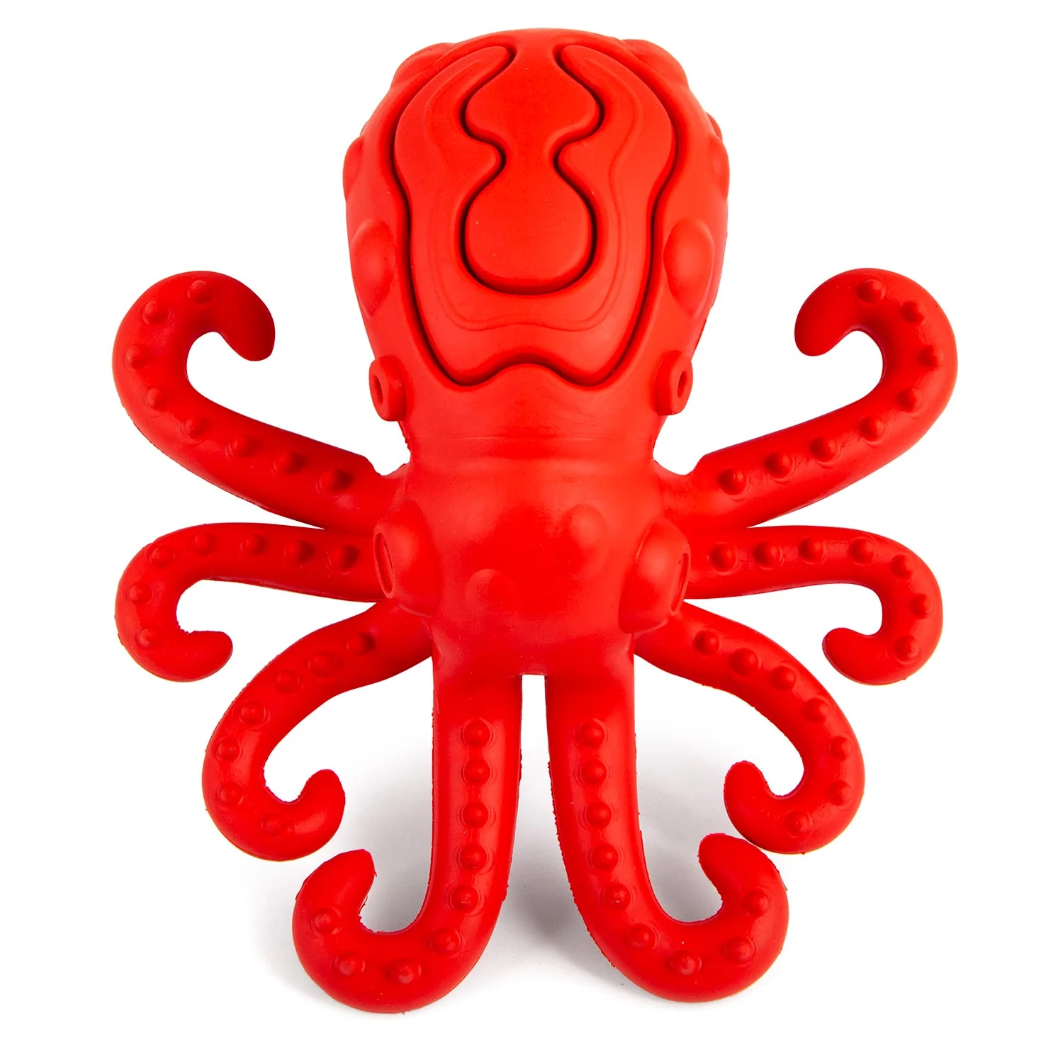 Jeffers Red Octopus Natural Rubber Treat Dispensing Dental Dog Chew Toy - Image 9