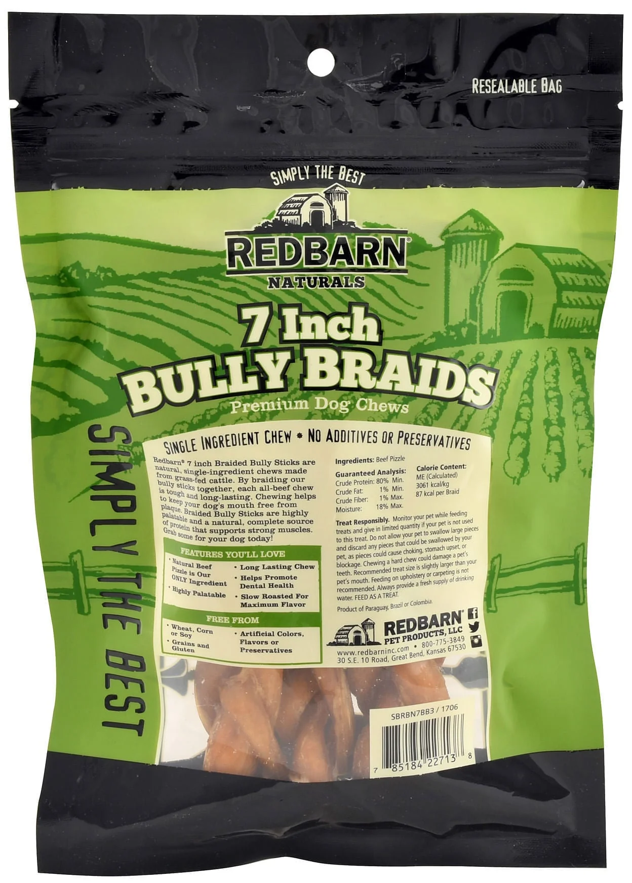Redbarn Braided Beef Bully Sticks, All-Natural Long Lasting Dog Chews - Image 3