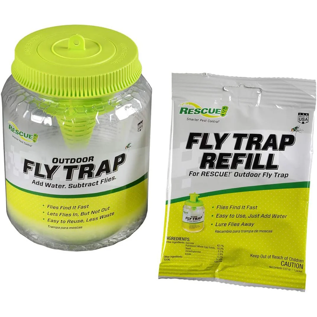 RESCUE! Outdoor Fly Trap & Refills – Reusable, Non-Toxic Fly Catcher for Outdoor Pest Control - Image 2