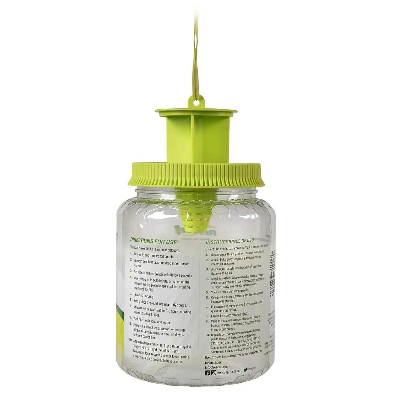 RESCUE! Outdoor Fly Trap & Refills – Reusable, Non-Toxic Fly Catcher for Outdoor Pest Control - Image 3