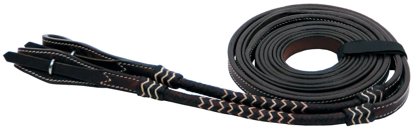 Buffalo Leather Rolled Rawhide Split Reins, 8 ft - Image 2