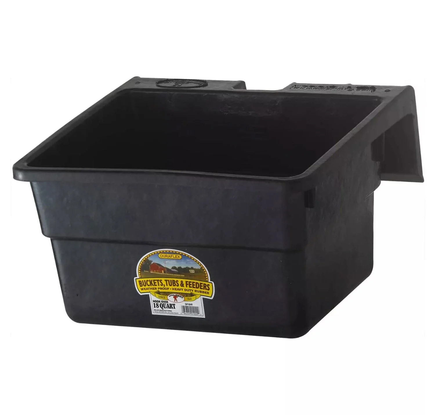 Little Giant Rubber Hook-Over Feeder, 18 qt, Black