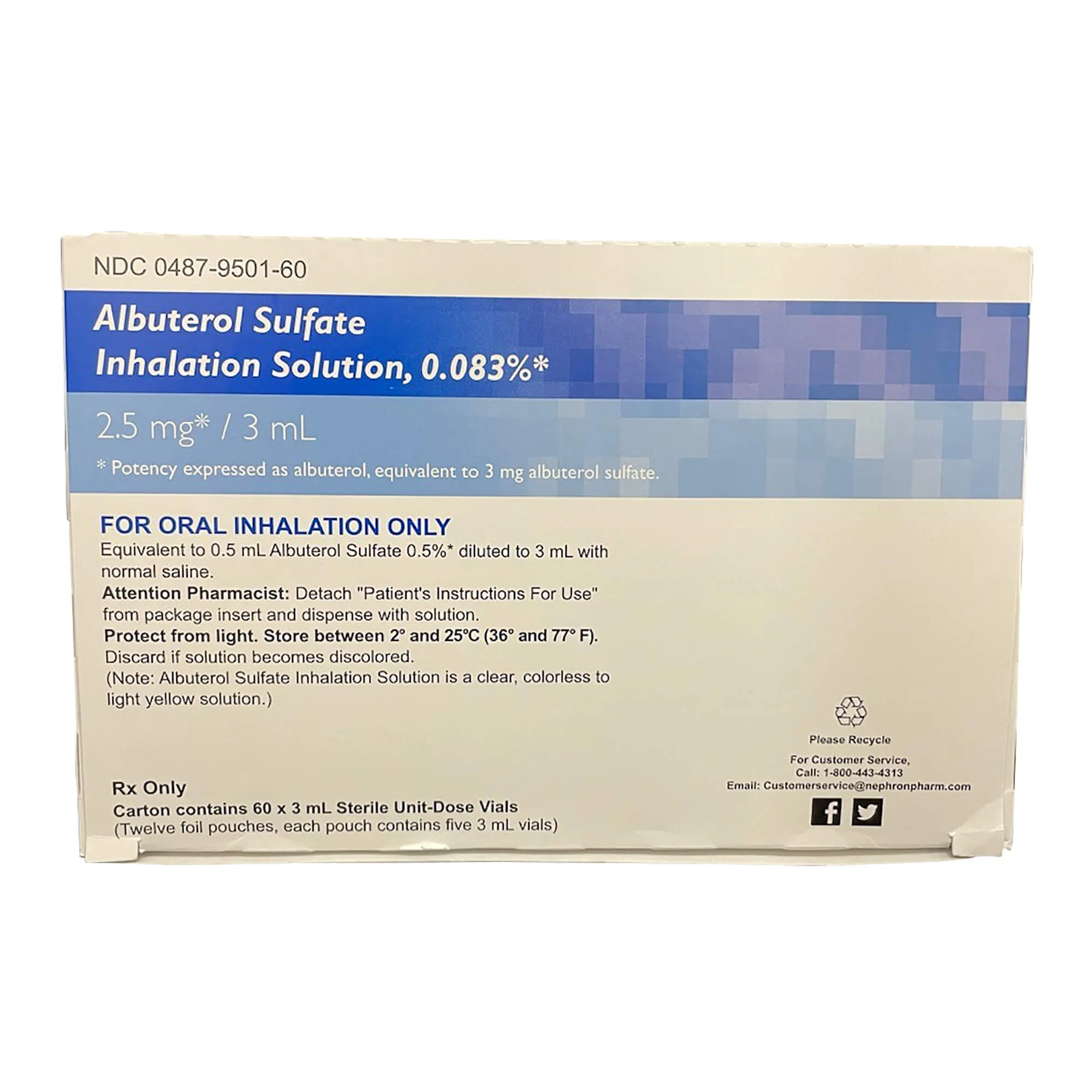 Rx Albuterol Inhalation Solution, 0.083%, 3ml - Image 2