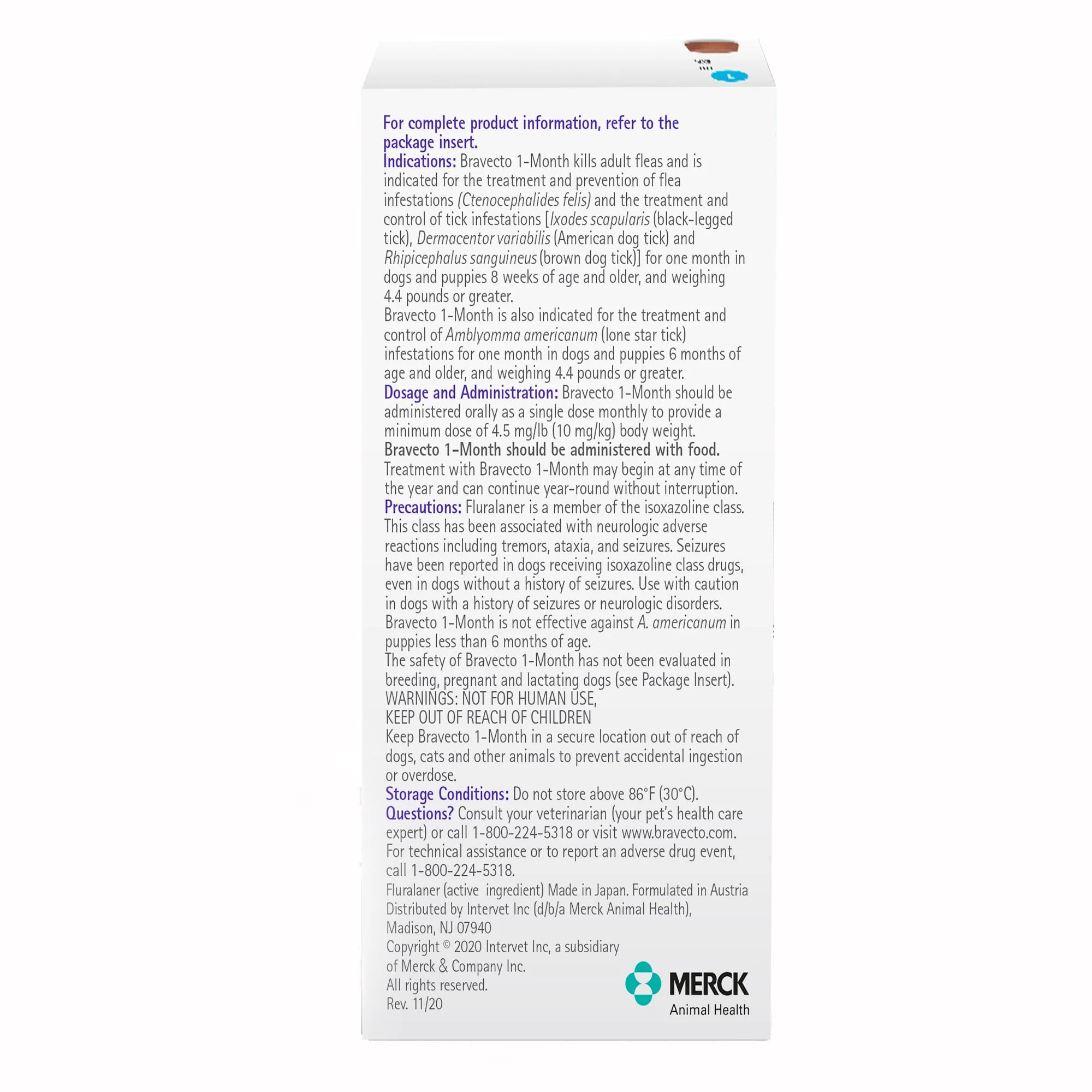 Rx Bravecto (fluralaner) Chews for Dogs, 1 Month Treatment - Image 12