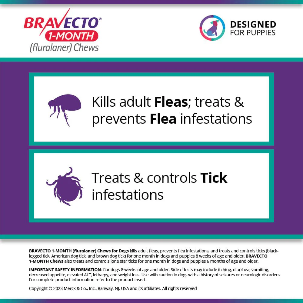 Rx Bravecto (fluralaner) Chews for Dogs, 1 Month Treatment - Image 18