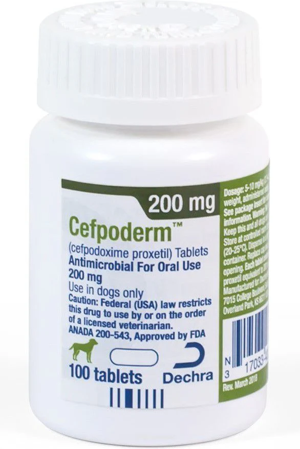 Rx Cefpoderm (Cefpodoxime Proxetil) Tablets for Dogs, Prescription Antibiotic for Skin, Wound & Abscess Infections - Image 2