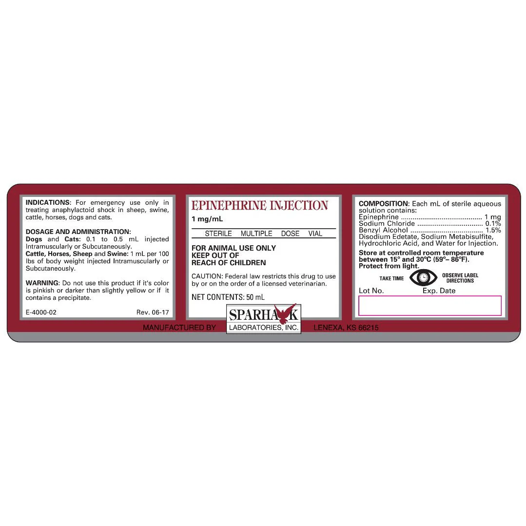 Rx Epinephrine Injection 1:1000, 50ml for Horses & Livestock - Image 2