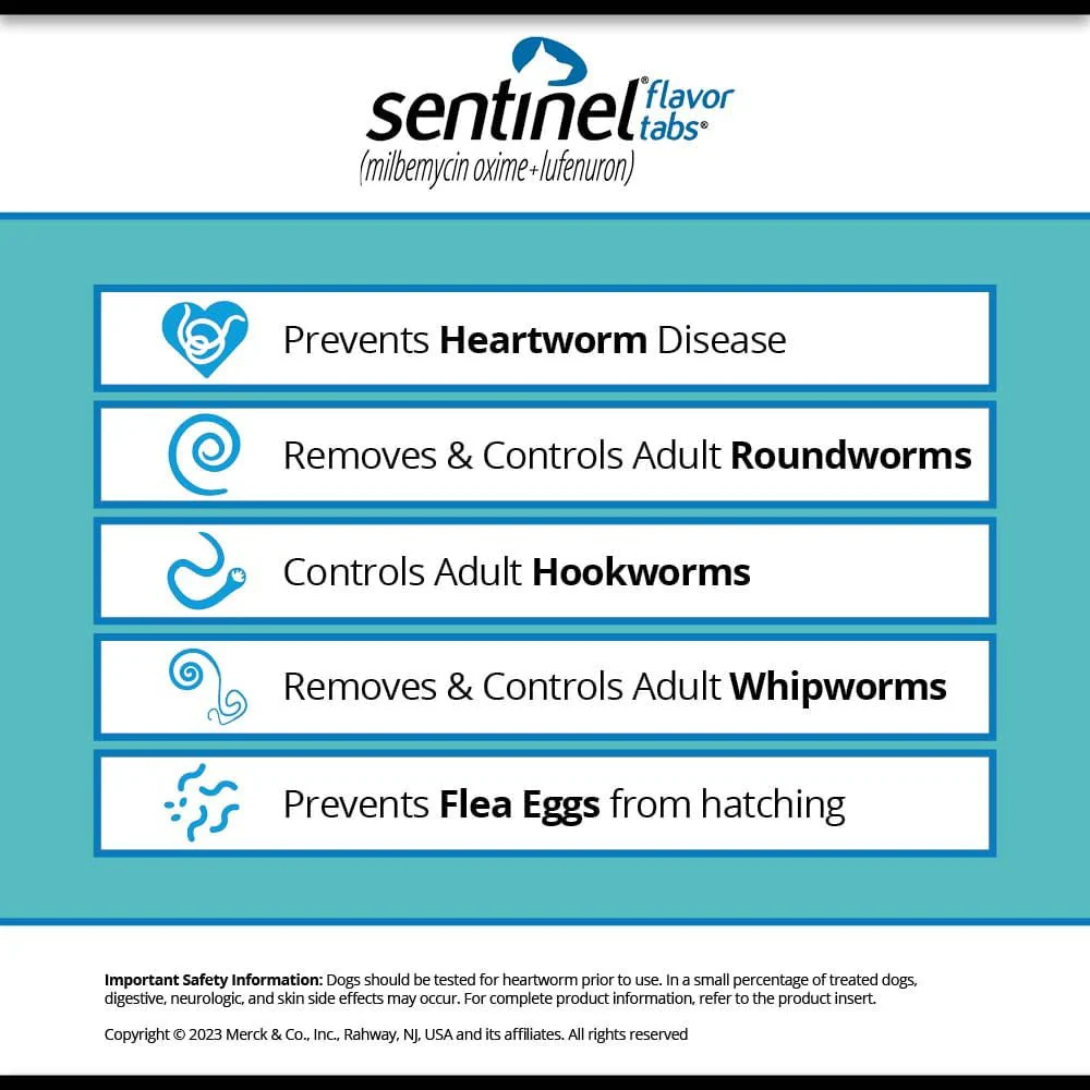 Rx Sentinel® Once-a-month Flavor Tabs® for Dogs, 6 Pack - Image 2