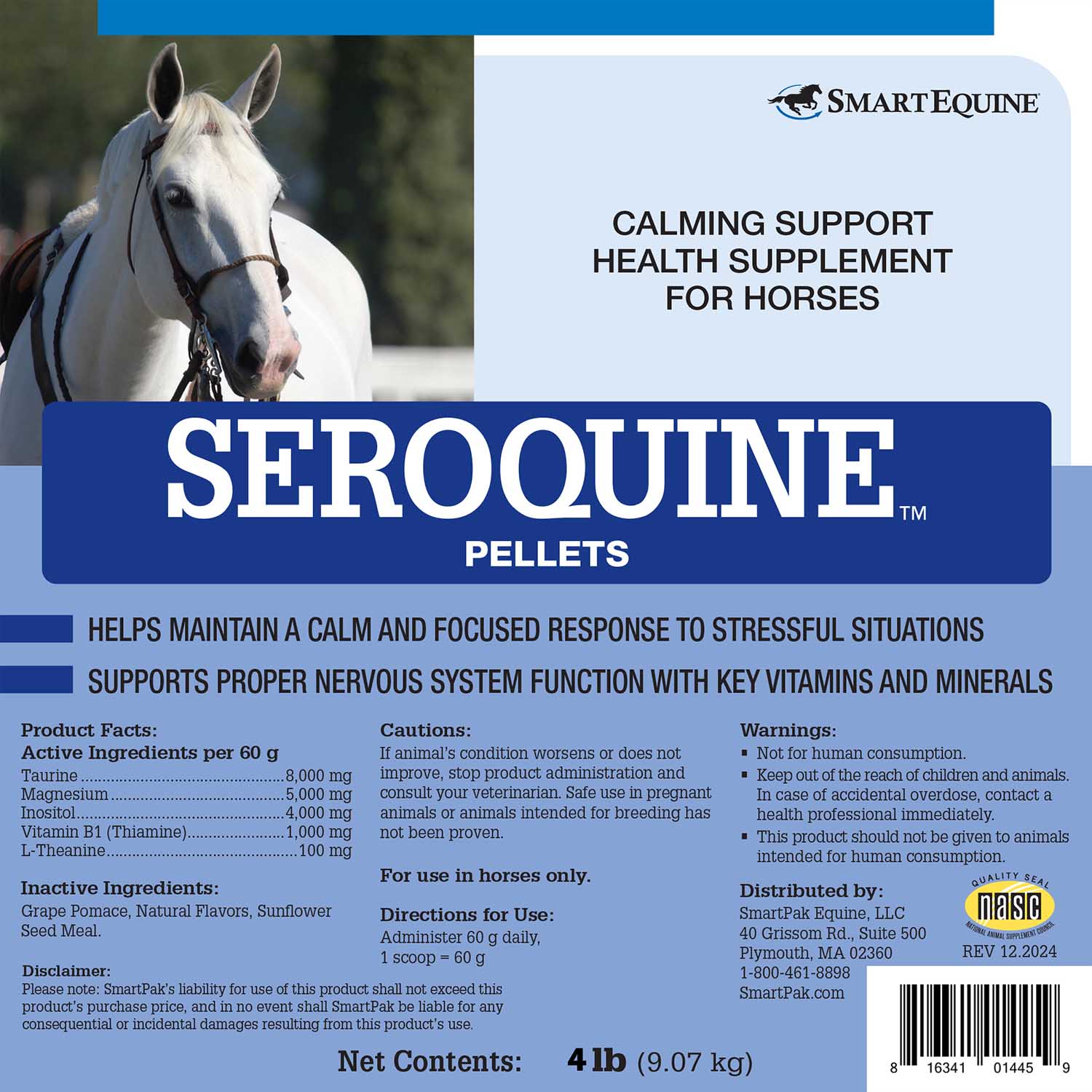 Seroquine, Calmative Support Formula for Horses, Pellets - Image 2