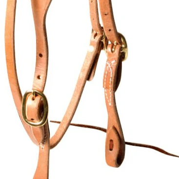 Berlin Leather Hermann Oak Shaped Ear Headstall with Throat Latch - Image 3