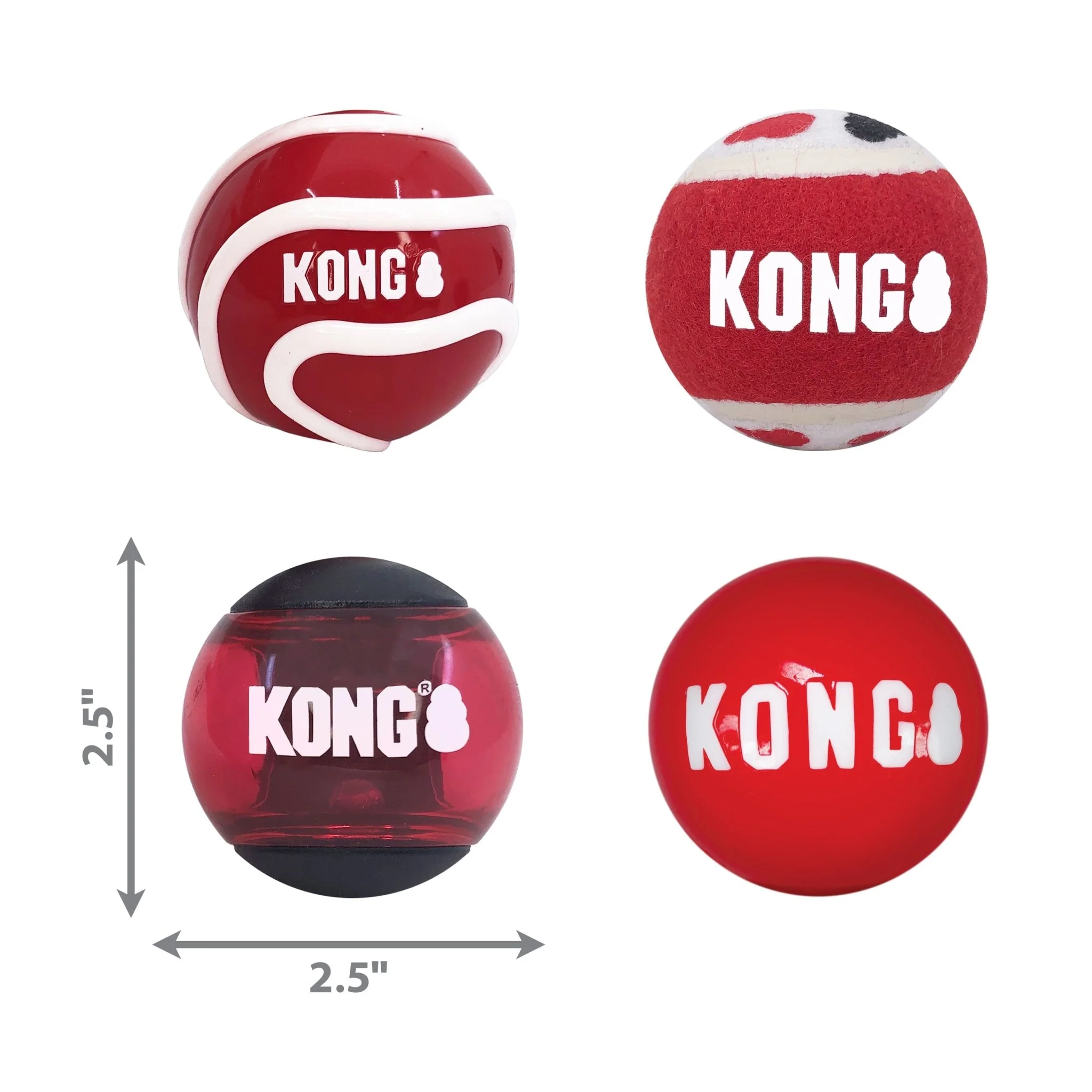KONG Signature Fetch Dog Toy Balls, Multi-Pack - Image 3