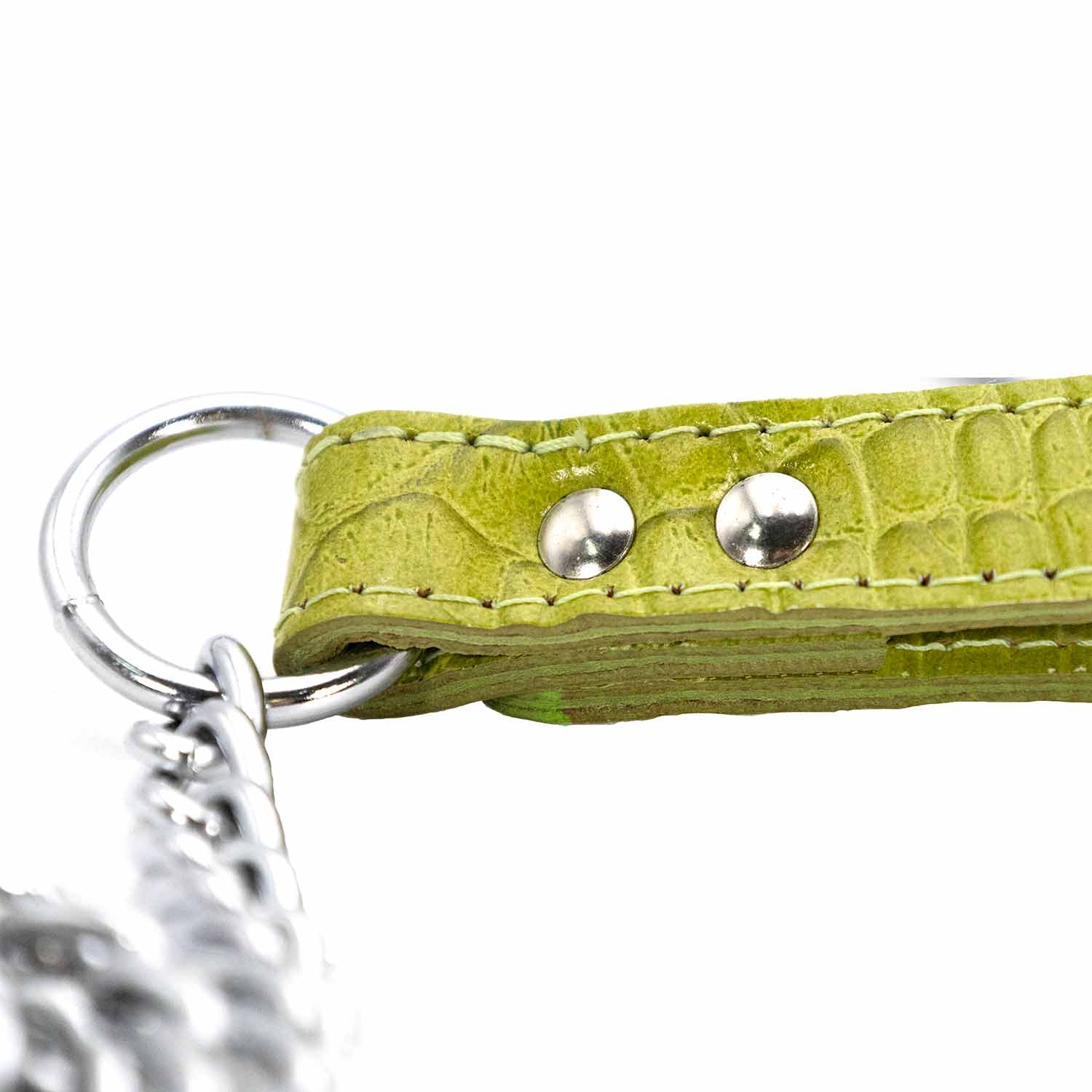 Signature Croco Leather Handle Chain Leash for Dogs - 6 ft Chew-Resistant Lead - Image 2