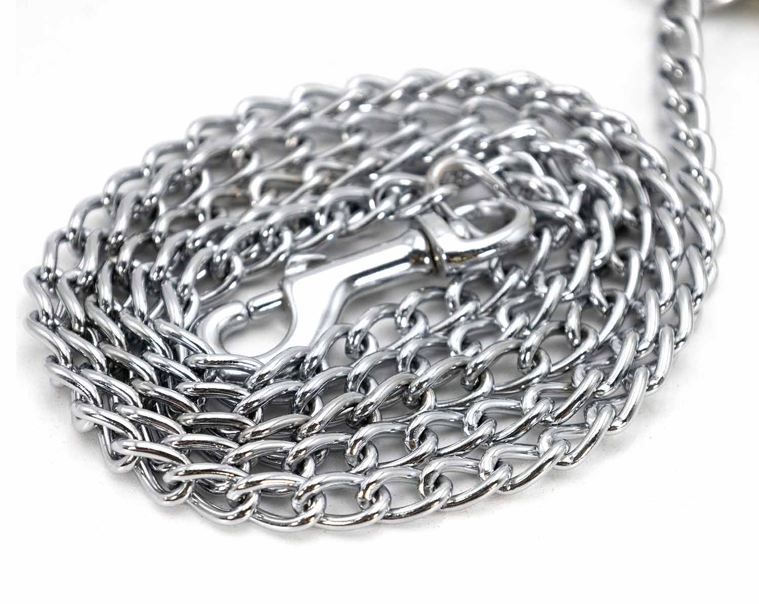 Signature Croco Leather Handle Chain Leash for Dogs - 6 ft Chew-Resistant Lead - Image 3