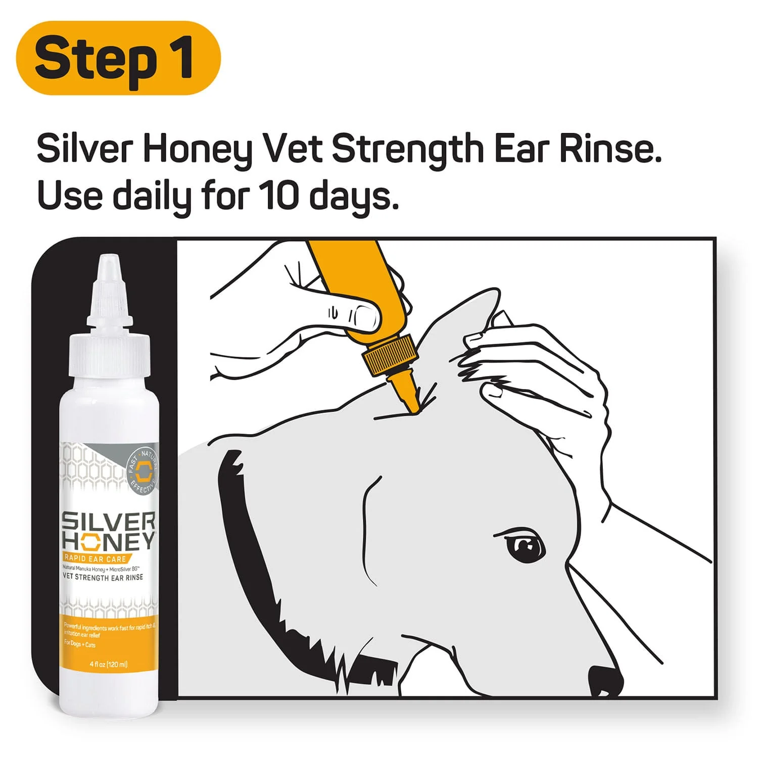 Silver Honey Rapid Ear Care Vet Strength Ear Treatment Rinse + Concentrated Doses - Image 5