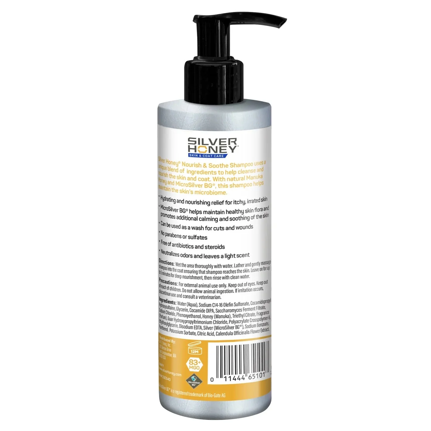Silver Honey Skin & Coat Care Nourish & Soothe Shampoo with Odor Neutralizer for Dogs & Cats, 16 fl oz (473 ml) Pump Bottle - Image 2