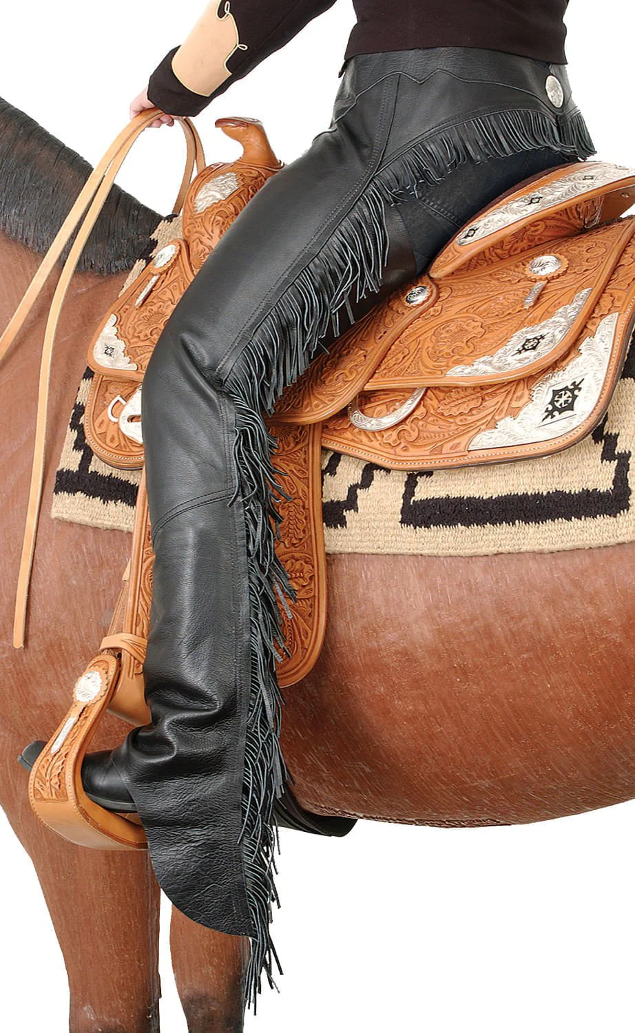 Smooth Leather Chaps with Fringe - Image 16