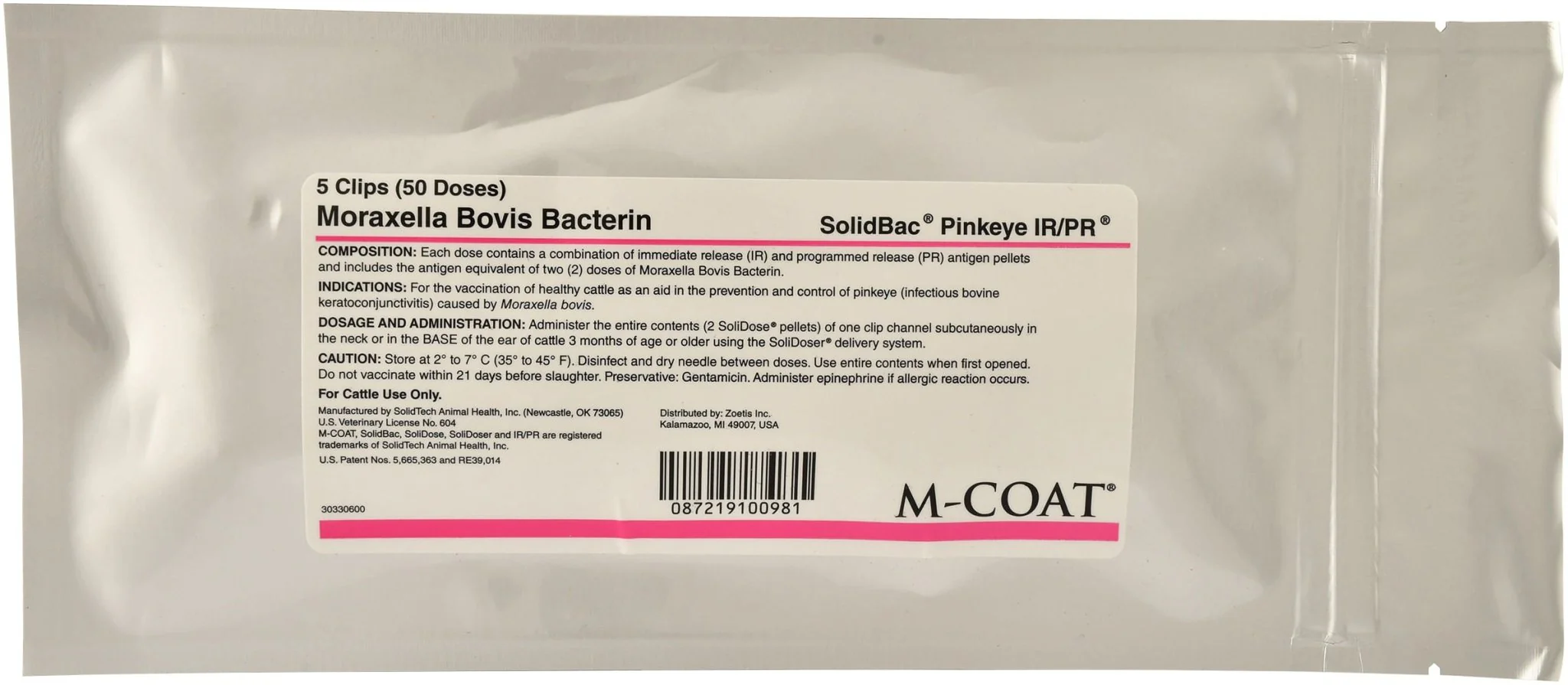 SolidBac Pinkeye IR/PR – Moraxella Bovine Bacterin for Cattle (SoliDoser Gun Sold Separately)