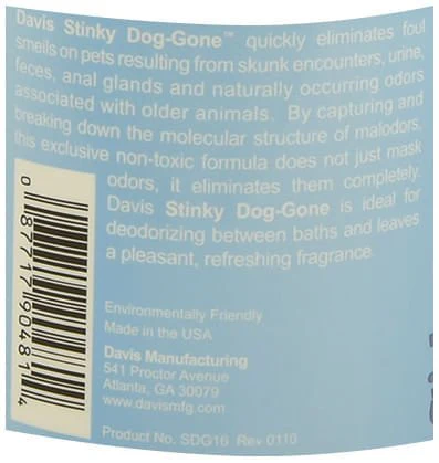 Davis Stinky Dog-Gone (Powerful Pet Deodorizer) Spray, 16 oz with Sprayer - Image 3