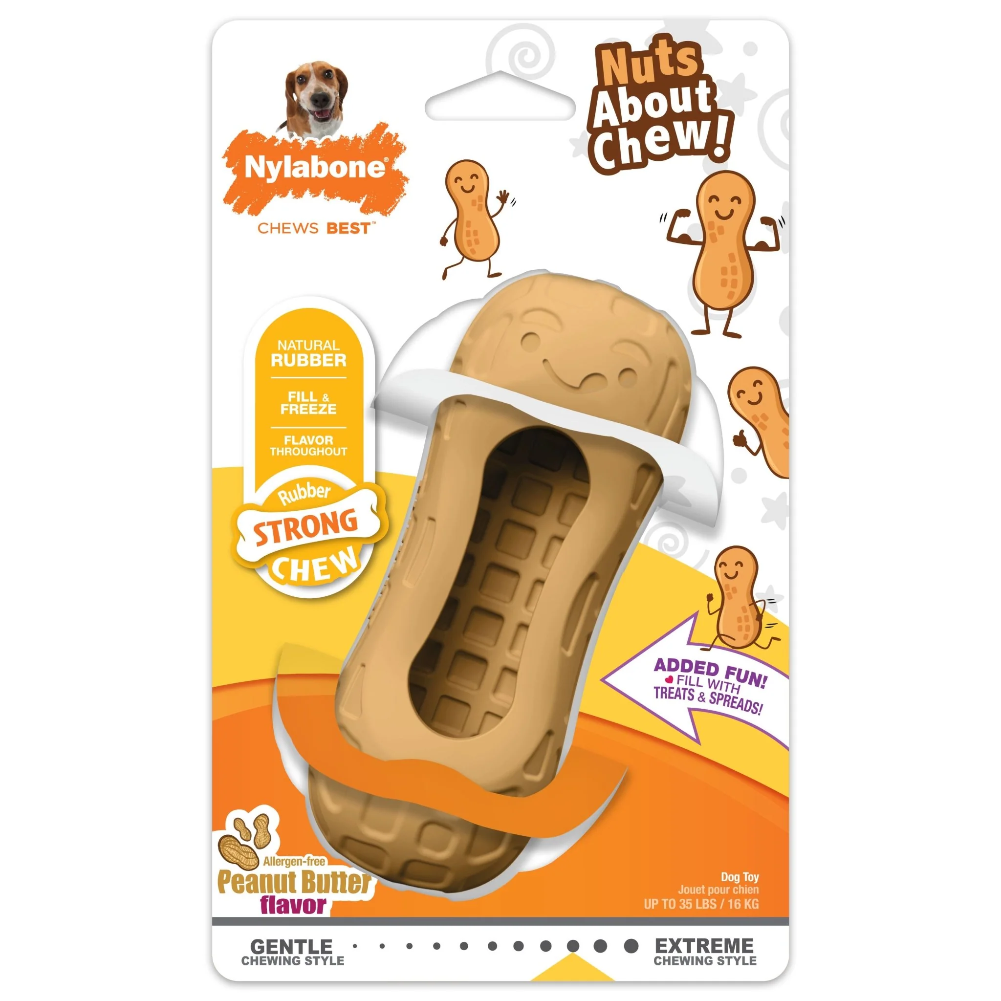 Strong Chew Fillable Peanut Dog Toy, Peanut Butter, Medium/Wolf, Up to 35 lbs.