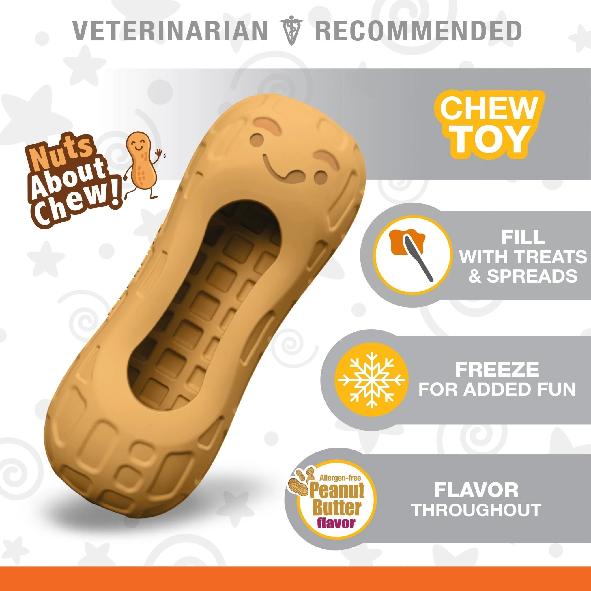 Strong Chew Fillable Peanut Dog Toy, Peanut Butter, Medium/Wolf, Up to 35 lbs. - Image 4