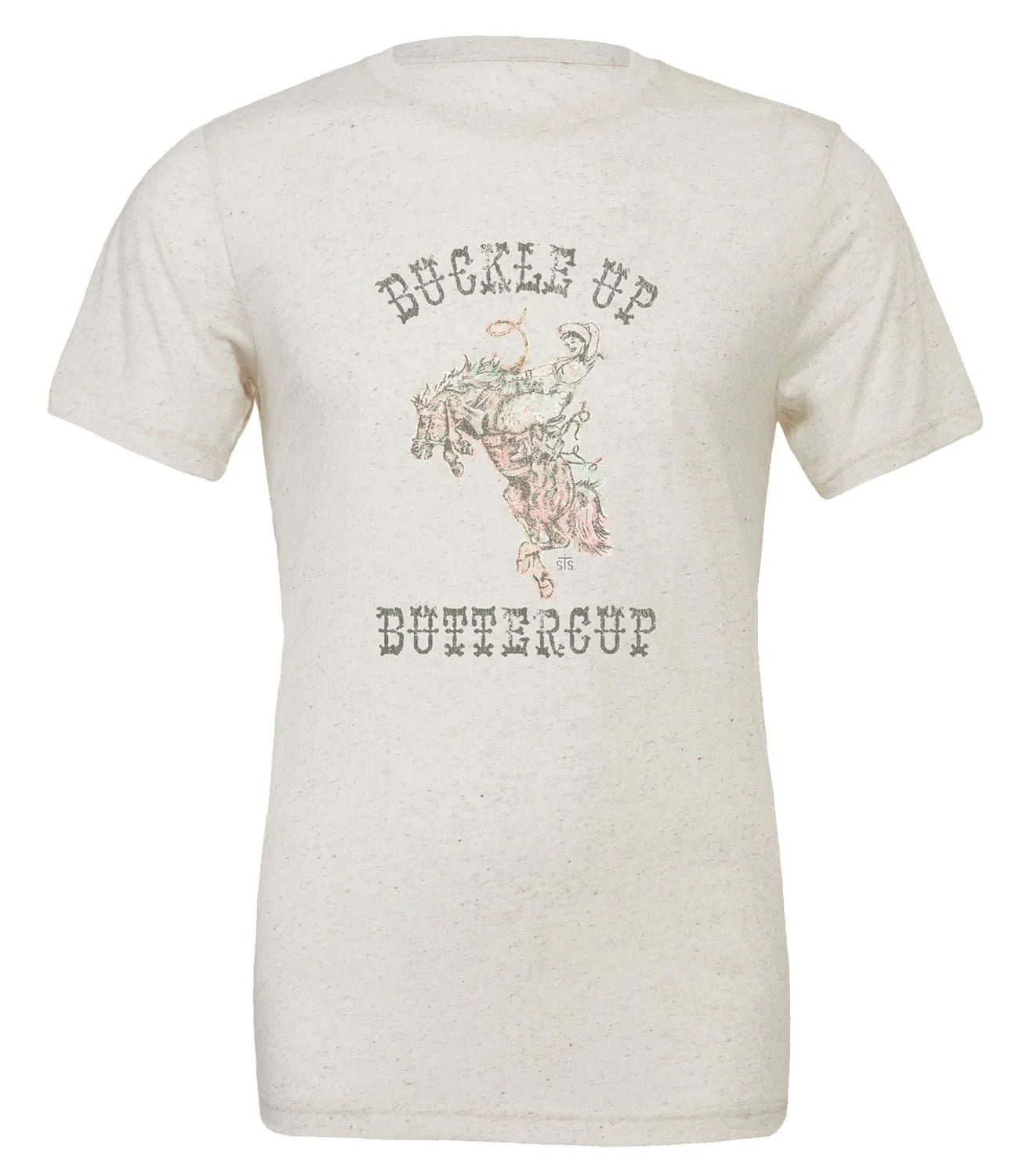 STS Buckle Up Buttercup Tee, Heather White - Image 4