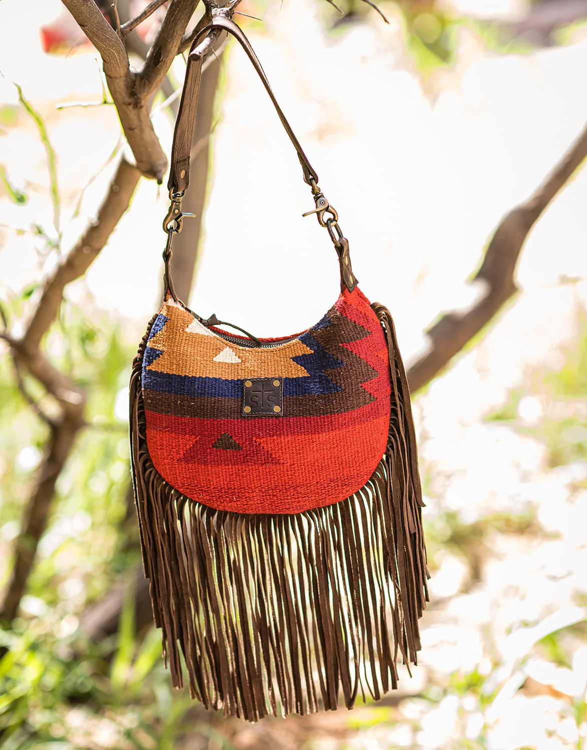 STS Crimson Sun Nellie Western Fringe Leather Trim Purse - Image 3