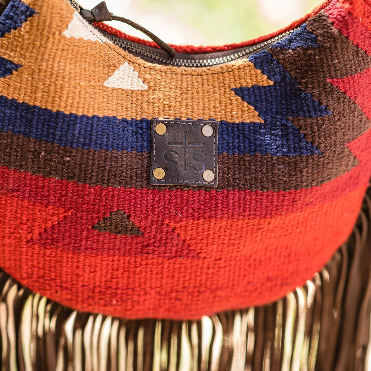 STS Crimson Sun Nellie Western Fringe Leather Trim Purse - Image 4