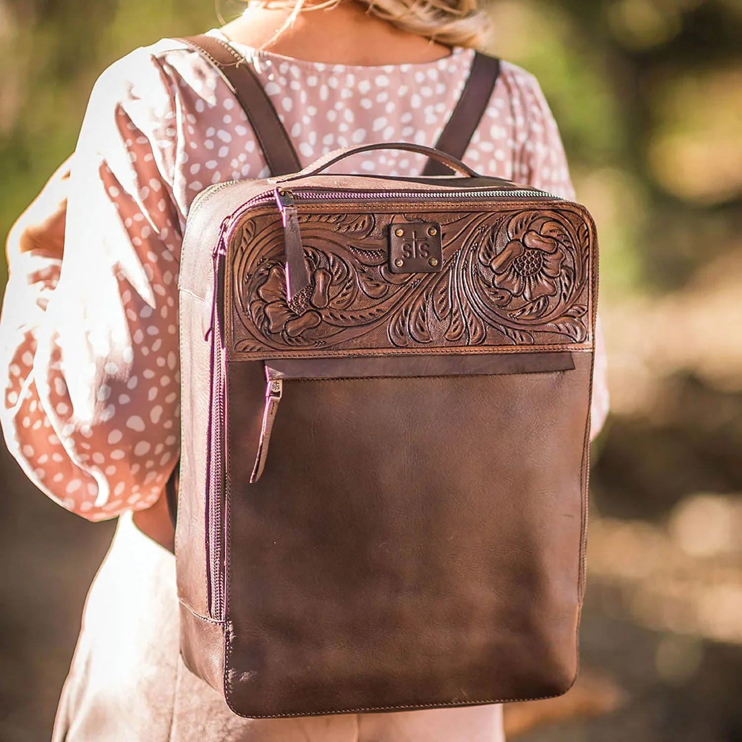 STS Westward Tooled Leather Women's Backpack - Image 5