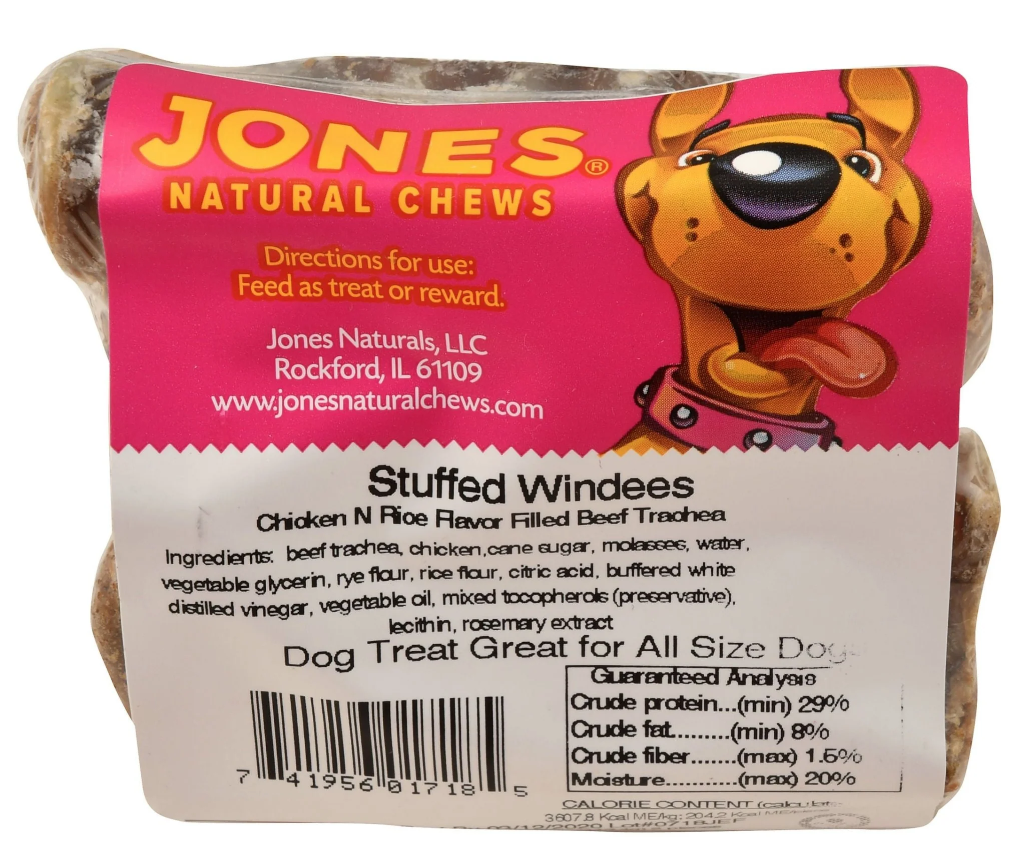 Stuffed Windees Made in USA Beef Trachea Dog Treat, Chicken N Rice Flavor