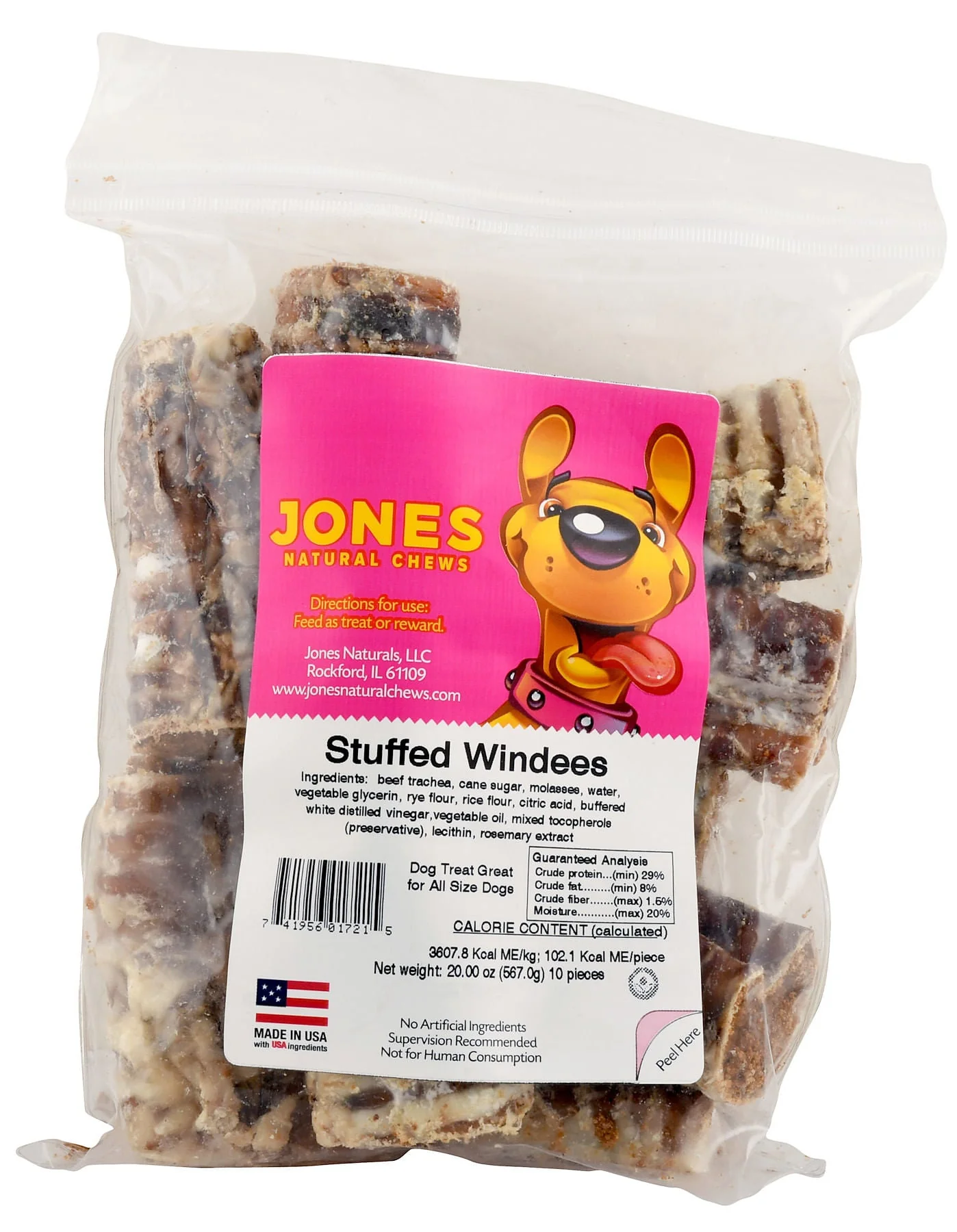 Stuffed Windees Made in USA Beef Trachea Dog Treat, Chicken N Rice Flavor - Image 2