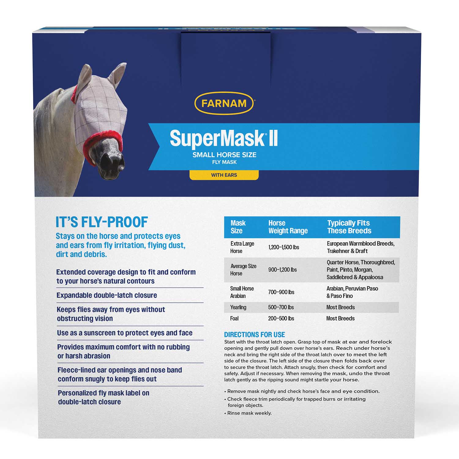 Farnam SuperMask II Classic Horse Fly Mask with Ears - Image 2