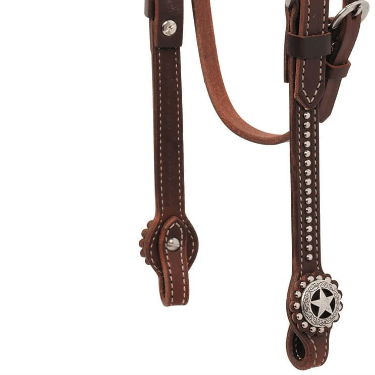Weaver Texas Star Oiled Canyon Rose Harness Leather Browband Headstall, Full - Image 4