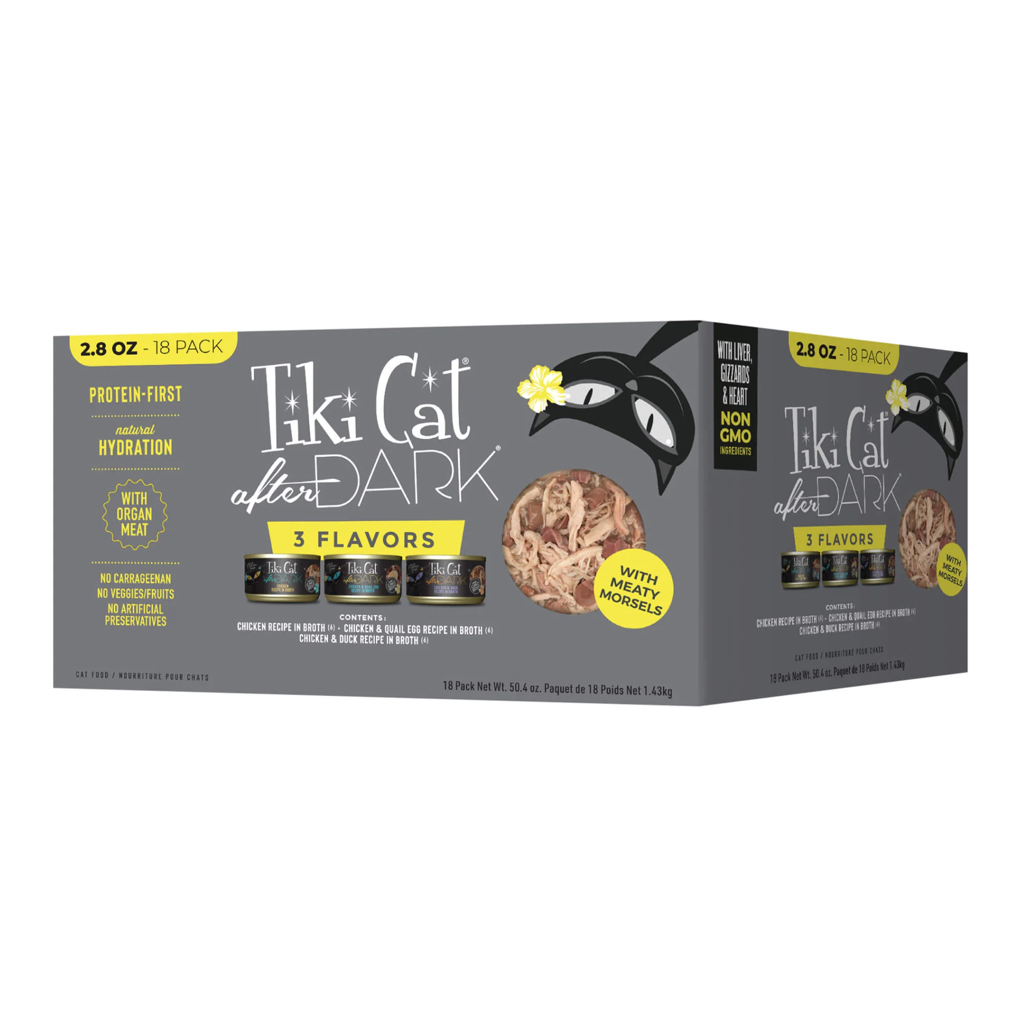 Tiki Cat After Dark Wet Cat Food, Whole Foods Variety Pack, 2.8 oz Cans, 18 ct
