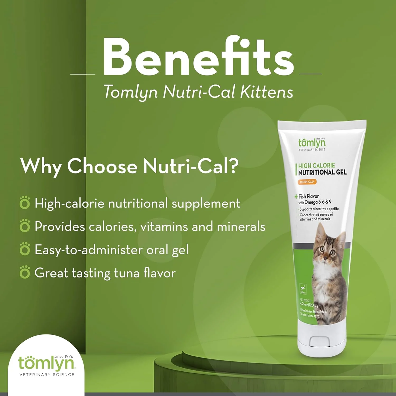 Nutri-CalĀ® High Calorie Nutritional Gel Fish Flavor for Kittens, 4.25 oz - Image 2