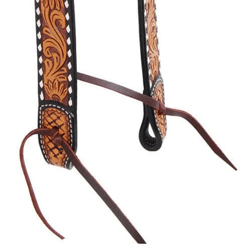 Rafter T Tooled Sunflower with Buckstitch One Ear Headstall - Image 4