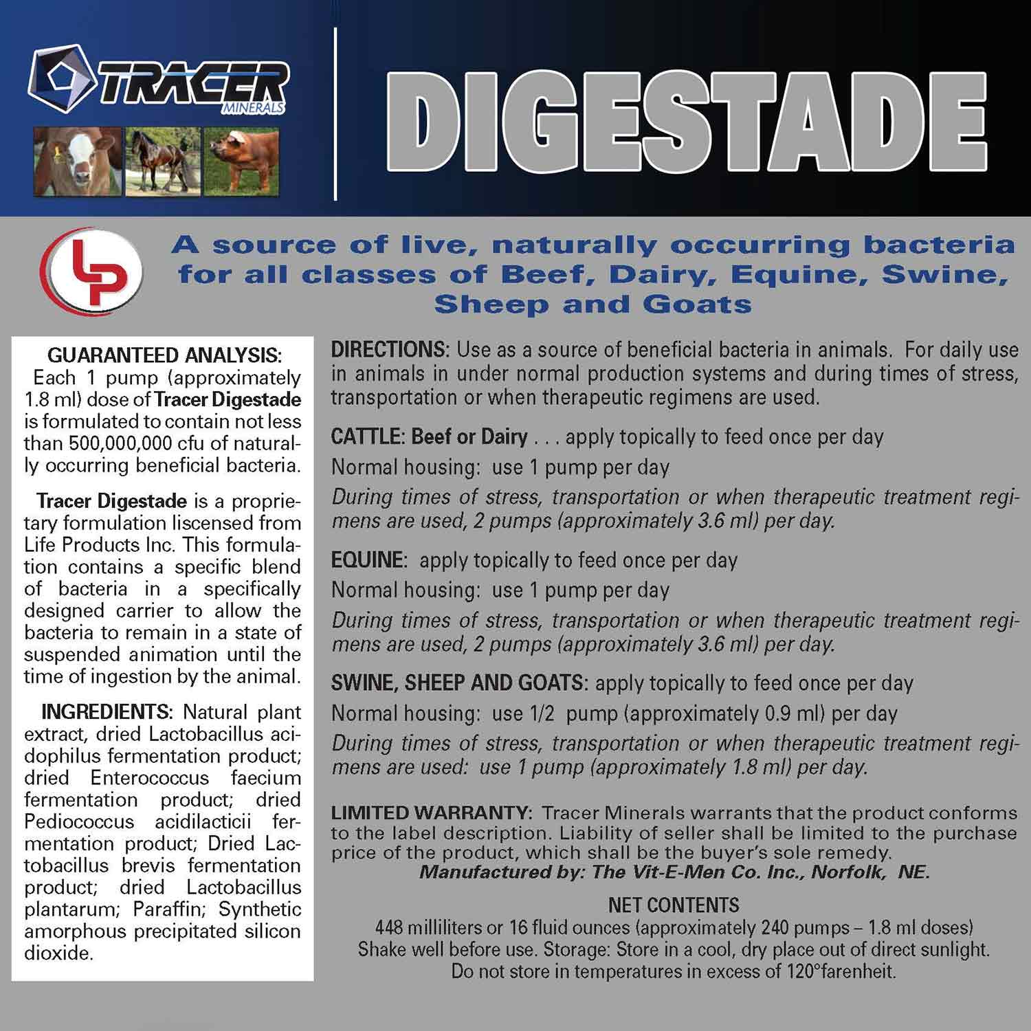 Tracer Digestade Liquid Digestive Supplement for Horses & Livestock - Image 3