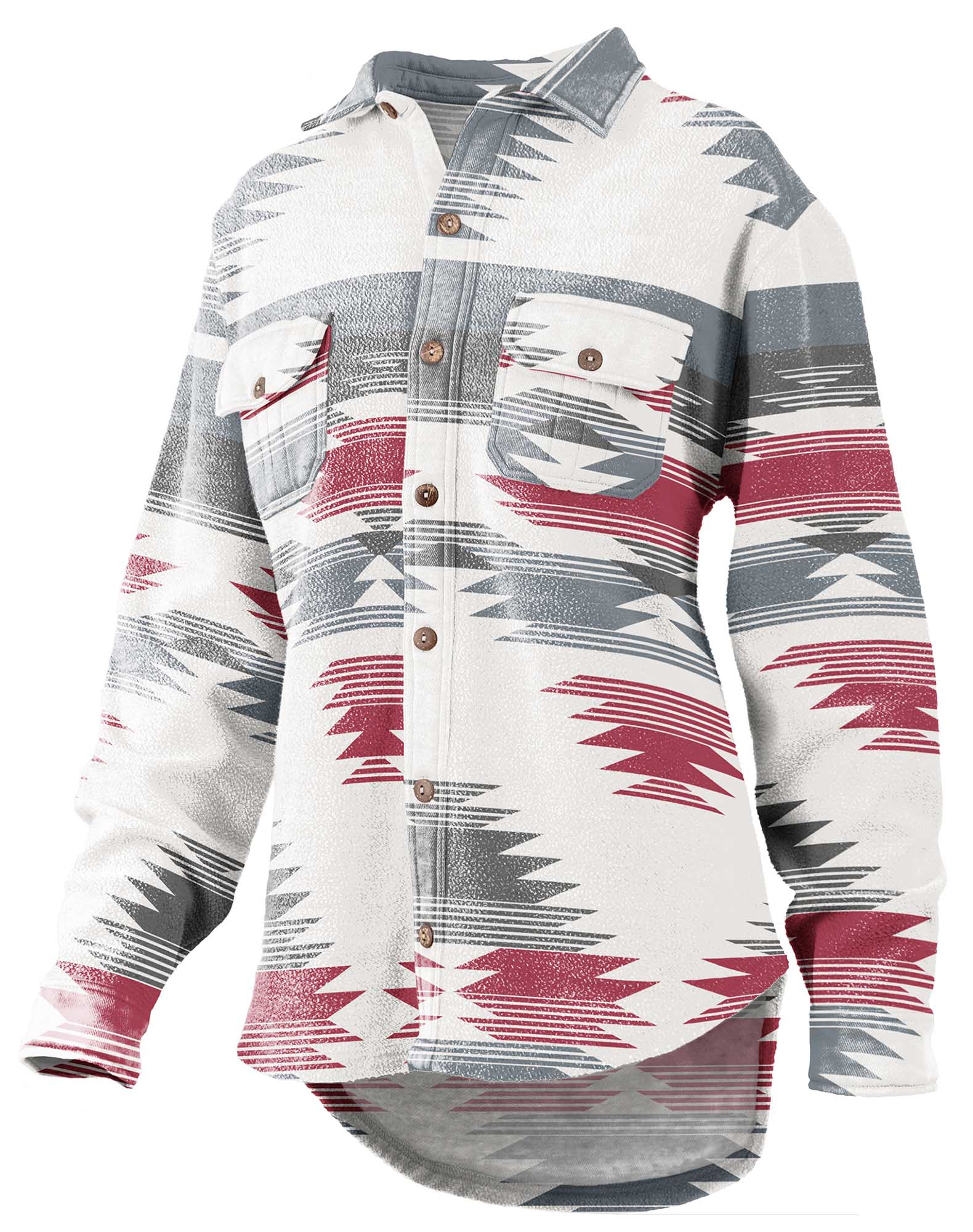 Turnrows Women's Aztec Reversed Fleece Shacket - Image 2