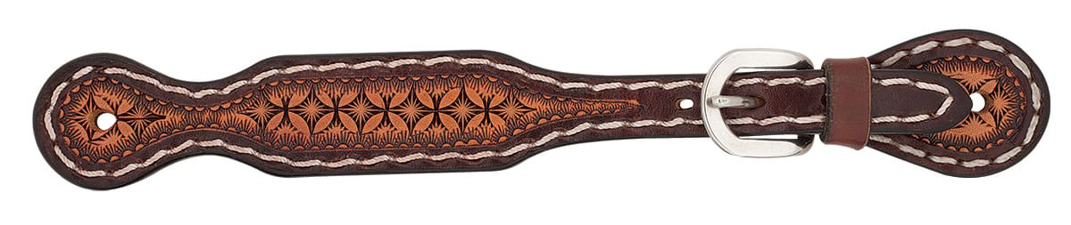 Turquoise Cross Geometric Tooled Spur Straps, Ladies - Image 2