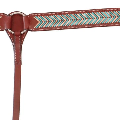 Buffalo Leather Turquoise Rawhide Laced Breast Collar - Image 2