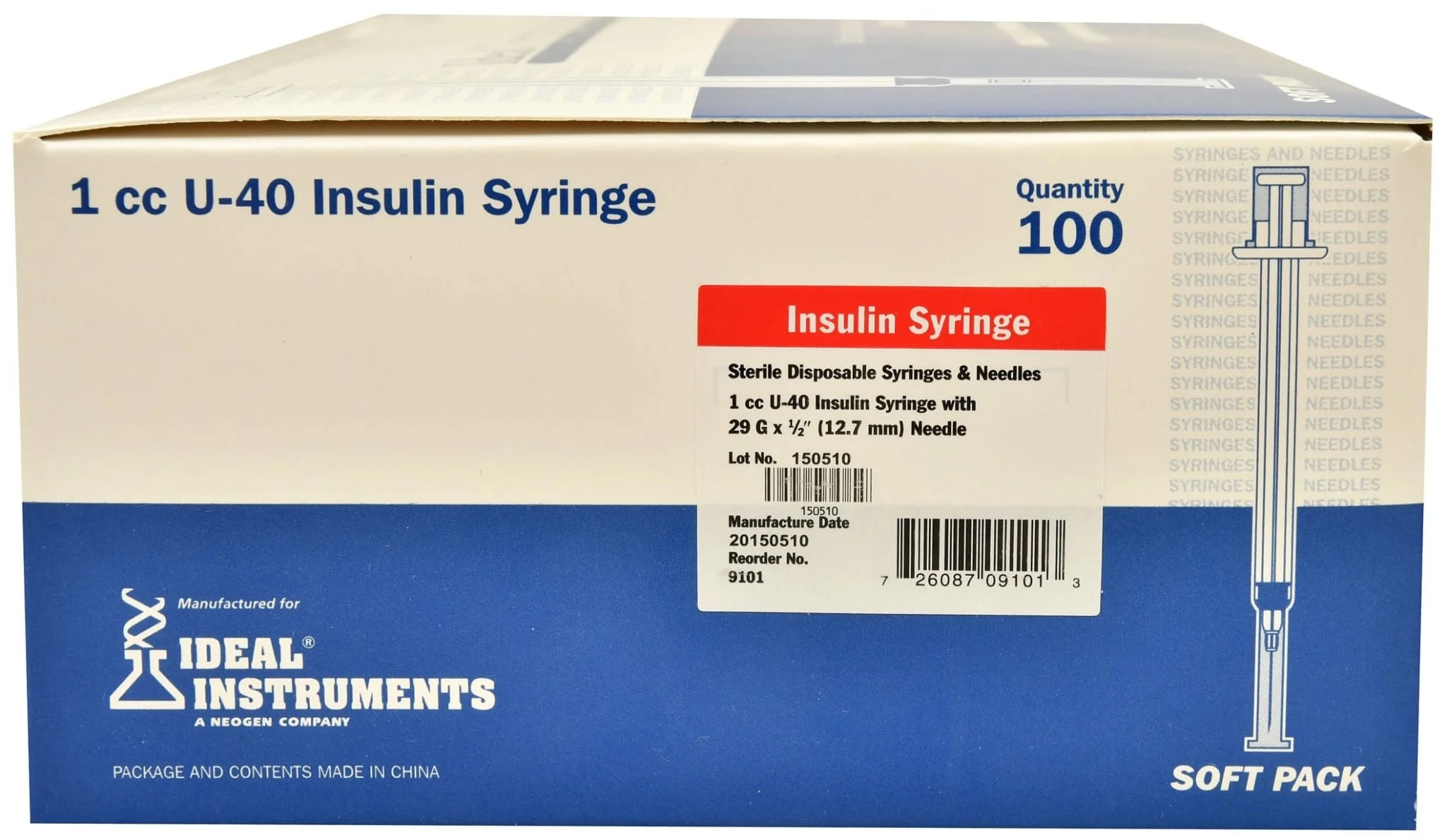 U-40 Syringes with 29G x 1/2" Needles, Box of 100 - Image 8