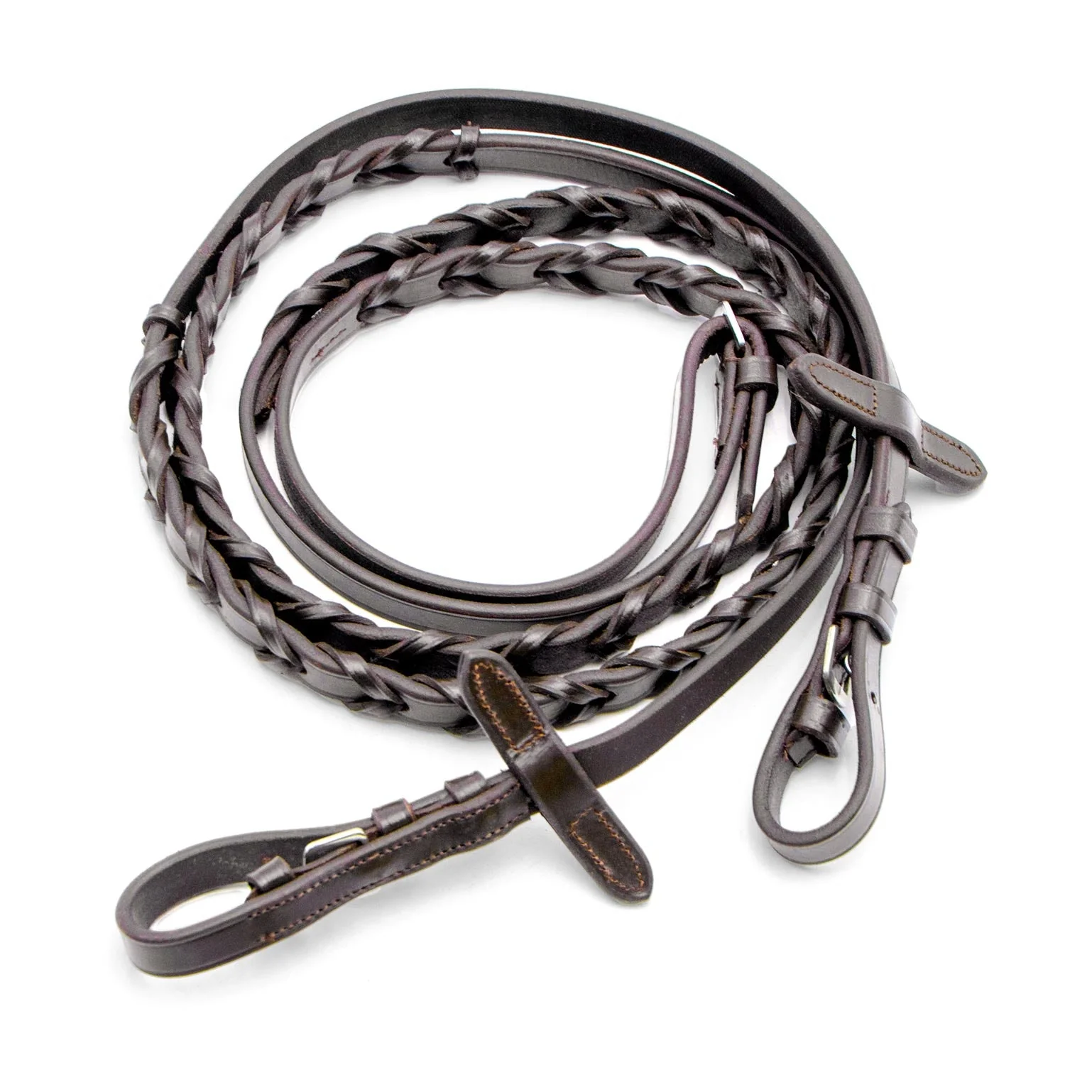 Jeffers Uniquely English Leather Laced Reins, Havana