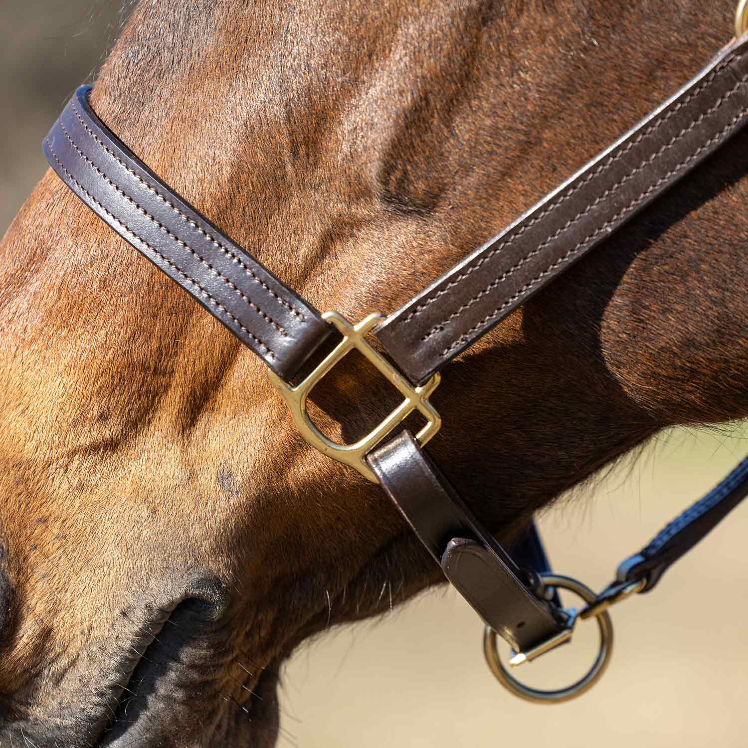 Jeffers Versailles Triple Stitched Adjustable Leather Halter for Horses, Havana - Image 8