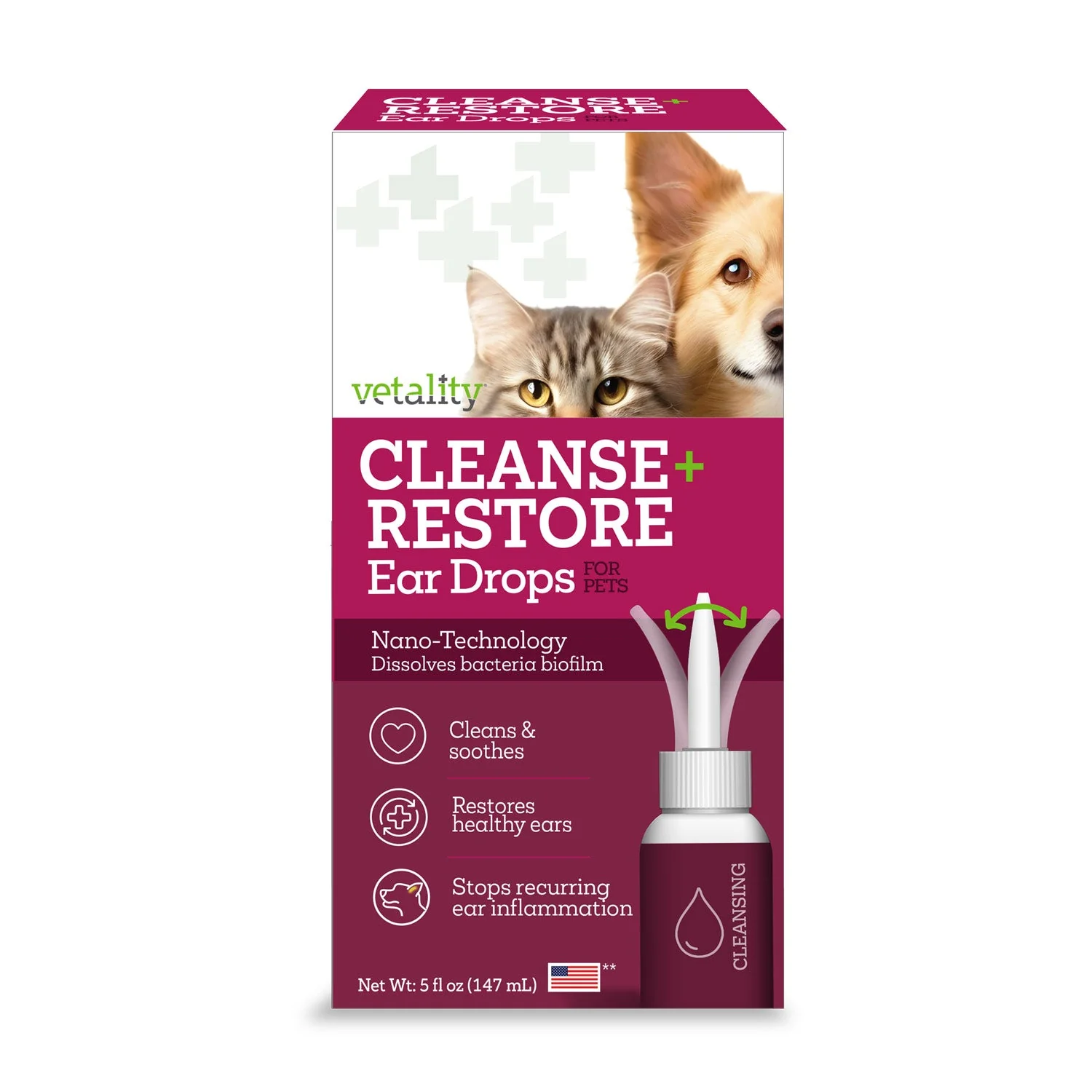 Vetality Cleansing Restore Ear Drops for Pets – Ear Health Maintenance & Prevention