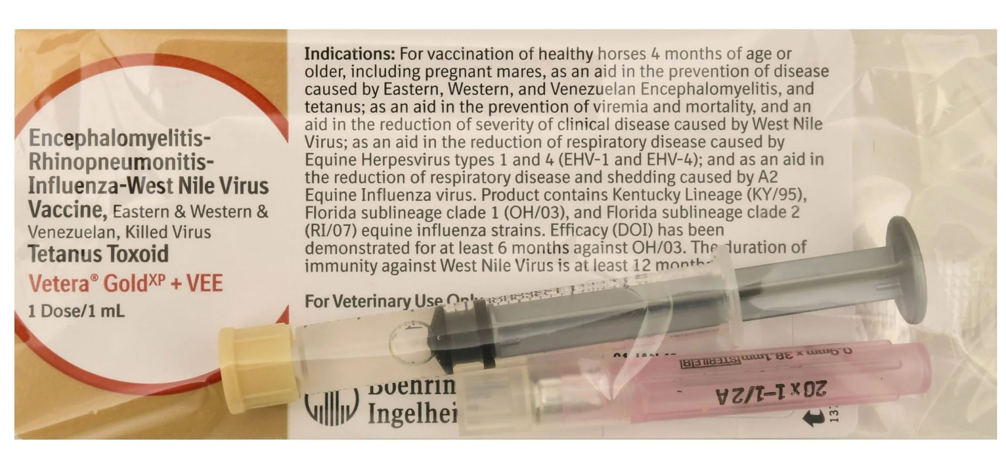 Vetera Gold XP + VEE (6-way + WNV) Horse Vaccine, Single Dose Vaccine for Horses