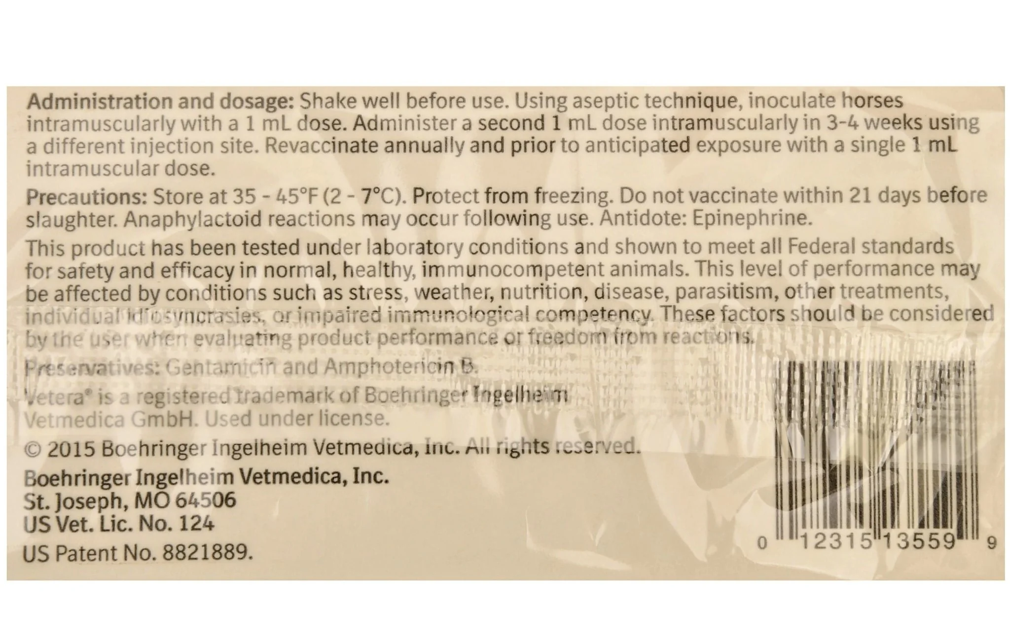 Vetera VEWT+WNV, Single Dose Vaccine for Horses - Image 2