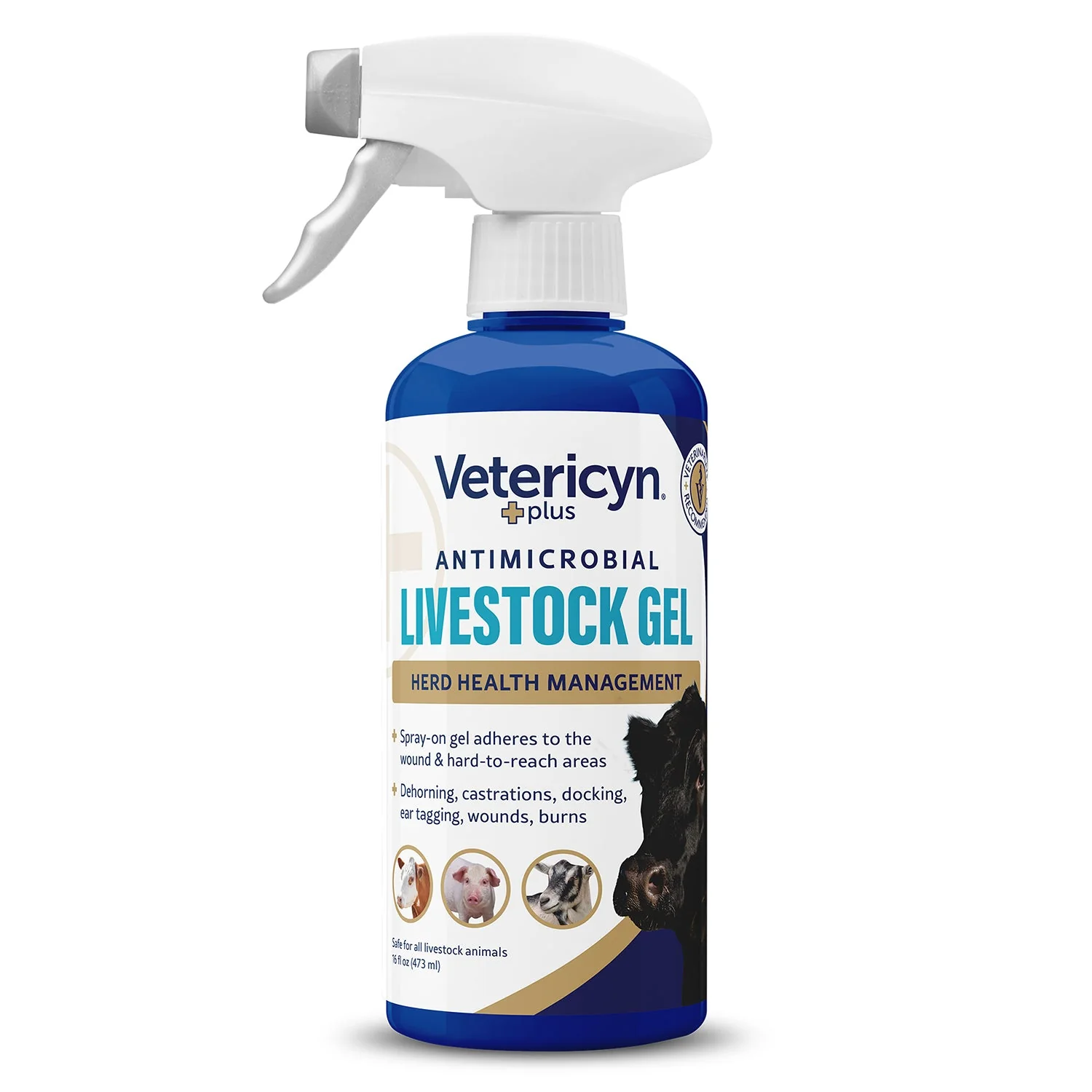 Vetericyn Plus Antimicrobial Livestock Gel Spray, 16 oz