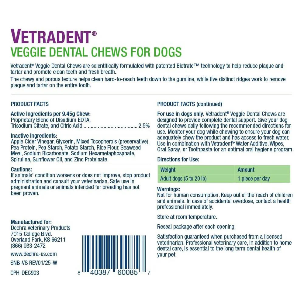 Vetradent Veggie Dental Chews for Dogs – Plaque & Tartar Control, Fresh Breath, Daily Oral Care Treats - Image 6
