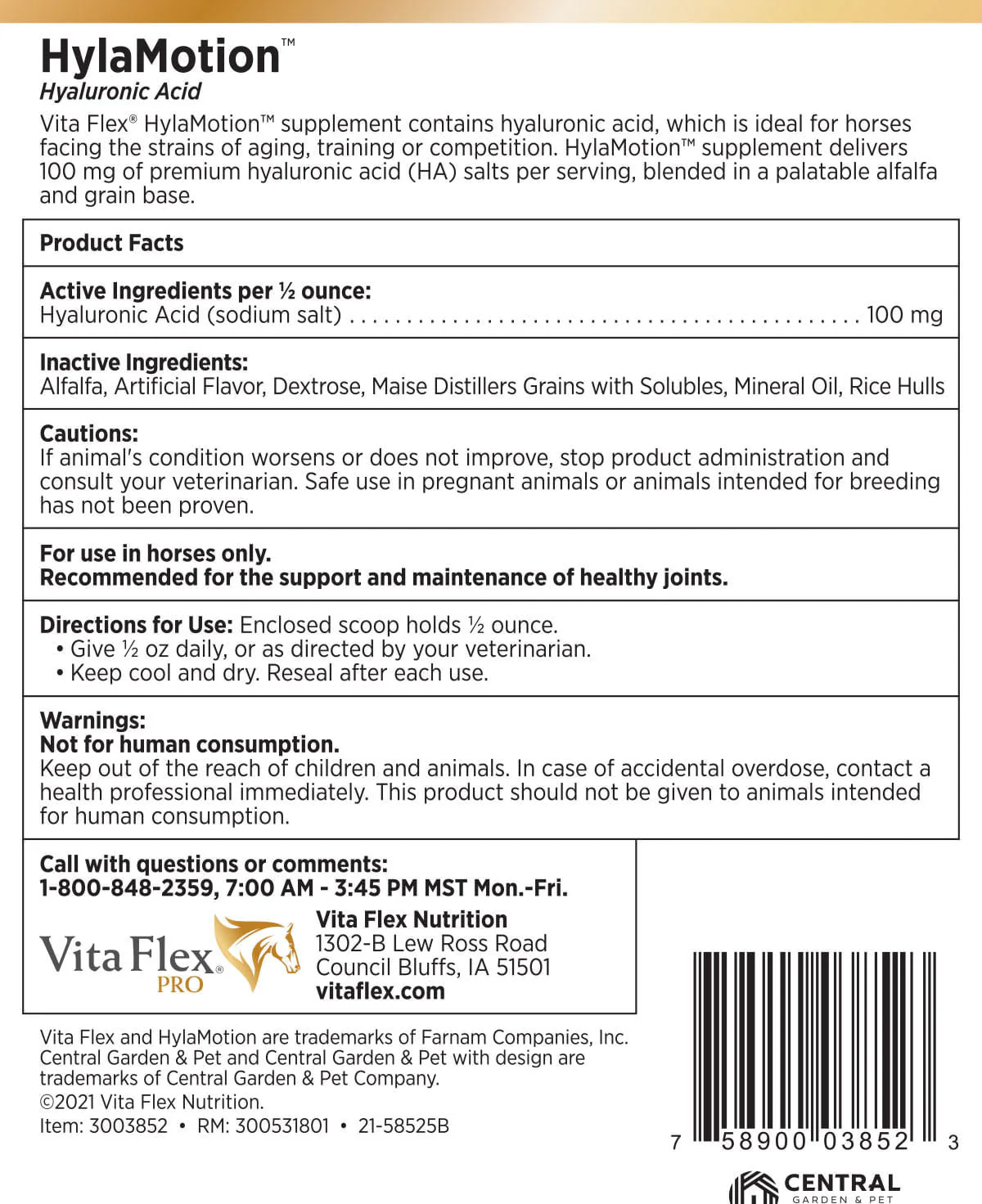 Vita Flex Hylamotion Hyaluronic Acid Joint Support Formula for Horses, 2.5 lbs - Image 2