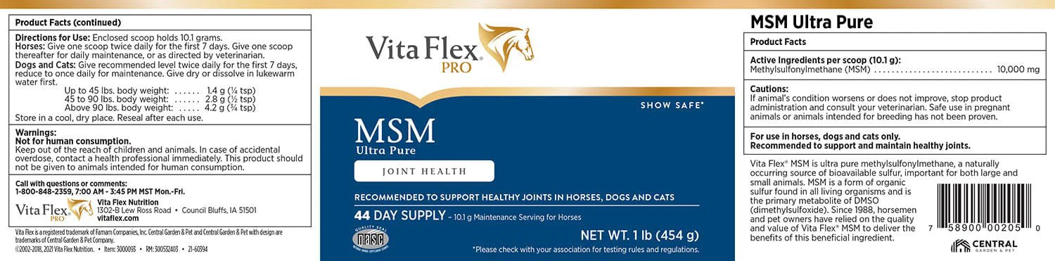 Vita Flex Pro MSM Quality Joint Supplement for Horses, Dogs and Cats - Image 10
